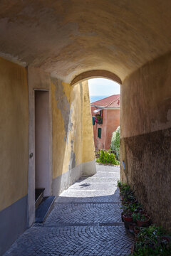 Street view of Imperia old town, Italy