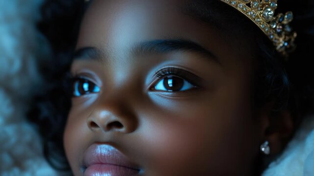 Close-up Portrait of a Girl with a Golden Tiara