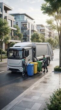 CNG Powered Recycling Truck Collecting Selective Sorting Containers