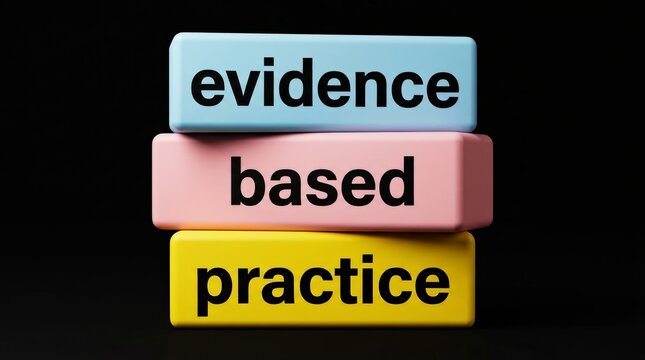 A systematic approach for clinical decision making represented by evidence based practice wooden blocks.