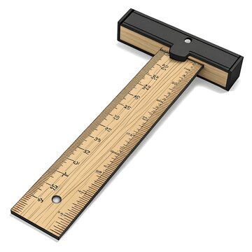 Black and tan combination T-square ruler on white background