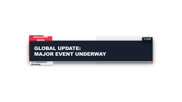 News broadcast lower third graphic template with breaking news banner overlay for television show or digital media stream
