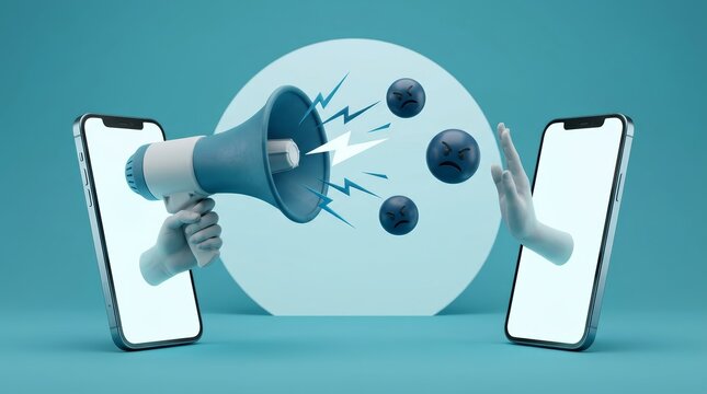 Misinformation and extremist influence visualized through social media manipulation and digital propaganda.