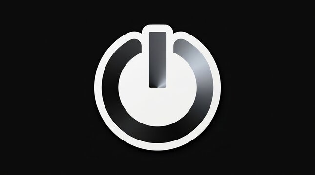 Vector style power button symbol featuring a black and silver gradient.