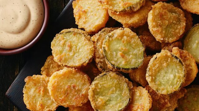 Crispy Fried Zucchini Slices with Creamy Dipping Sauce