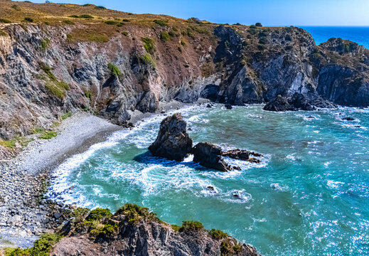 Aerial view of Azenha do Mar beach near Odeceixe, Portugal