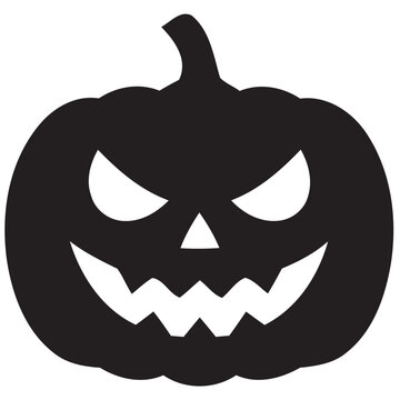 pumpkin Jack O Lantern Vector Silhouette Icon for Halloween and Spooky Theme Design