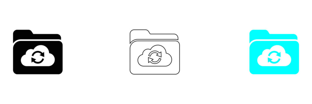 Three cloud storage folder icons with different styles