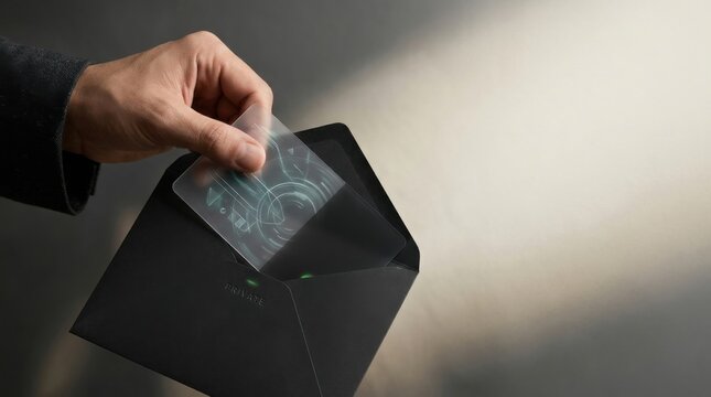Person holding black box visualizing data privacy by allowing safe storage and transfer while hiding sensitive details