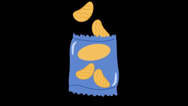 bag of potato chips, junk food illustration