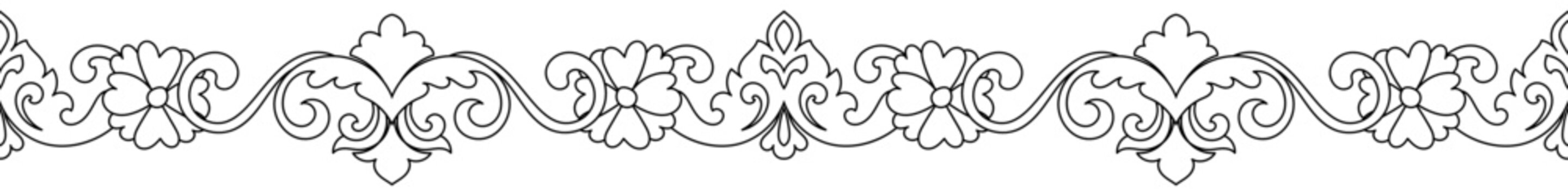 Floral borders, elements for rug designs, and fabric patterns.
