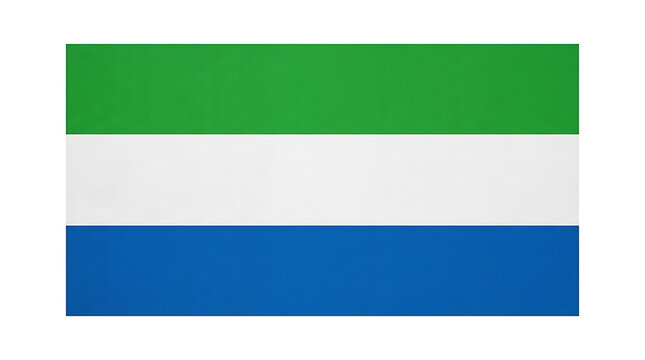 National flag of Sierra Leone featuring green, white, and blue horizontal stripes