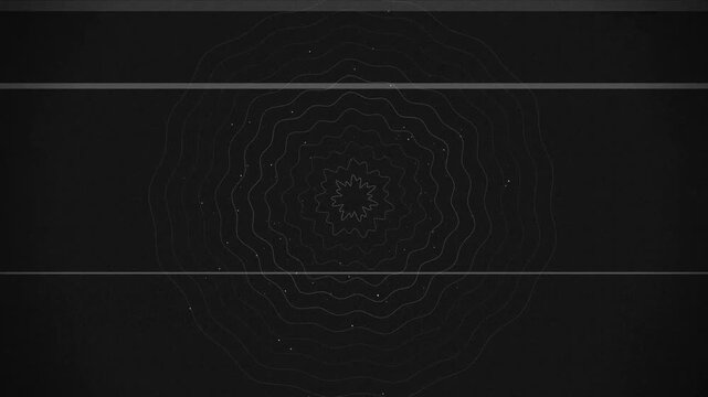 Retro VHS scanline glitch soundwave concentric circles abstract black background loop