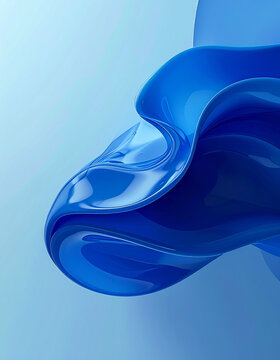 3d Render of Minimal Blob Corner Composition Featuring Abstract Blue Glossy Fluid Shape With Modern Aesthetic