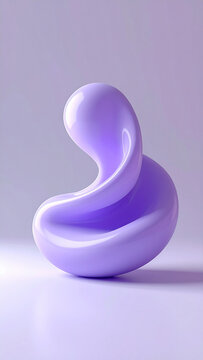 Abstract Sculpture Featuring Minimal Blob Corner Composition in Modern 3d Render With Smooth Purple Curves