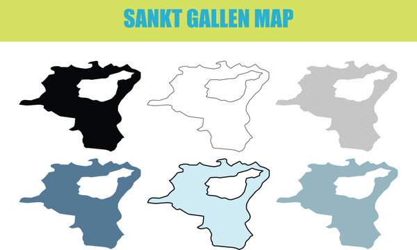 Swiss Canton map in fill outline and lined style on white background for graphic design