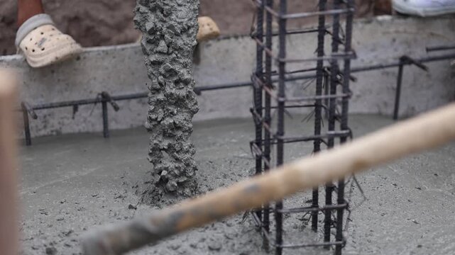 Reinforced Concrete Foundation Under Construction