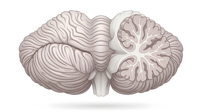 Human cerebellum anatomical cross section illustration