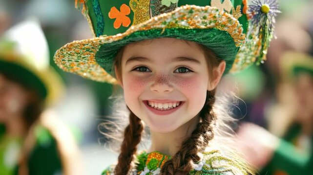 Smiling Girl in Traditional Bavarian Hat and Braided Hair