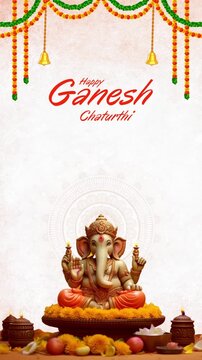 Ganesh Chaturthi Red Calligraphic Greeting Video Story