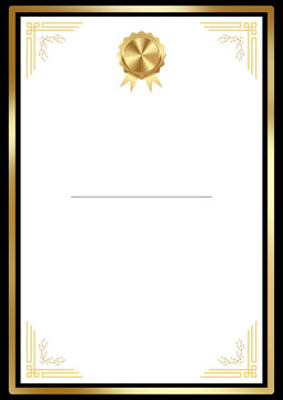 Elegant white and gold certificate template with a luxurious metallic border, award seal, botanical accents, and clean space for personalized text.