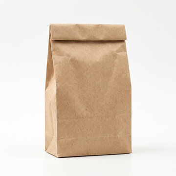 Ultra-realistic natural brown kraft-paper stand-up pouch with a clean folded top, flat bottom and soft paper texture, subtle creases and premium packaging appearance