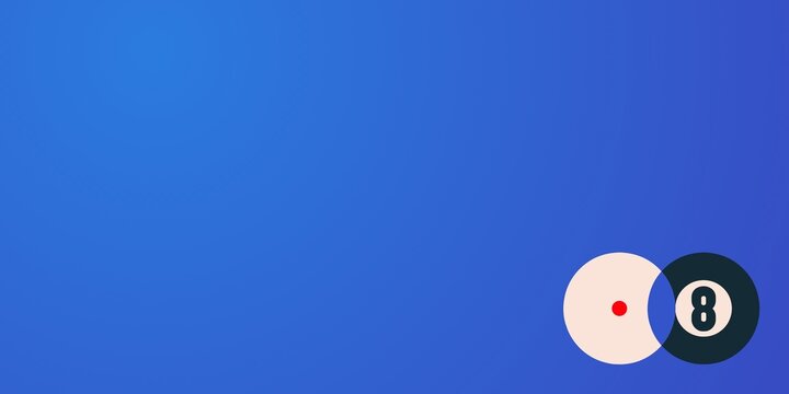 Billiards Eight Ball And Cue Ball On Blue Background Design