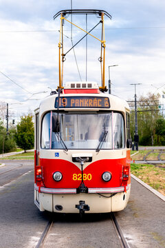 T3R.PLF tram in PX configuration in Prague, documenting a special public transport operation during temporary service changes in August 2026.