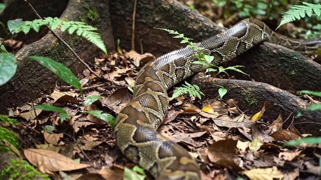 Snake Emerging From Forest Grass