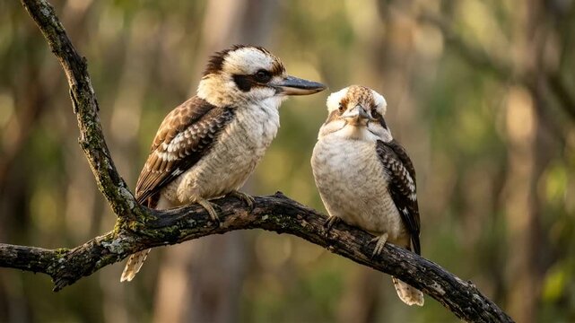 two Laughing Kookaburra close up at morning light