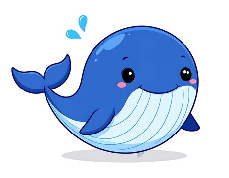 Blue whale with speech bubble and heart symbol.