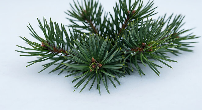 Fresh green pine branch with needles isolated