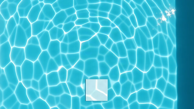 Turquoise pool water ripples with submerged tile, refreshing summer relaxation concept.