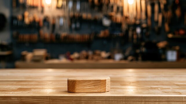 dovetail. Carpenter's workbench with detailed dovetail joint in focus, blurred tools in background. safety posters.
