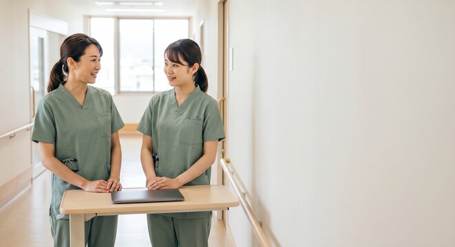 新人に教える日本人の先輩看護師