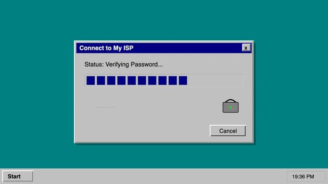 Retro 90s Computer Interface Dialing Up Internet Connection