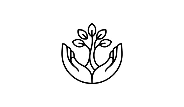 Hand tree care logo vector symbolizing nature protection environmental sustainability growth nurturing and eco friendly responsibility