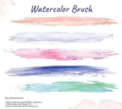 Pastel Watercolor Brush Strokes Set