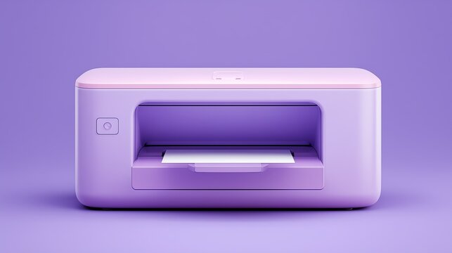 Stylish purple printer on a solid purple background showcasing modern design and compact size for home office use