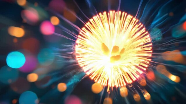Abstract Firework Explosion with Vibrant Spark Effects