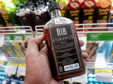 Traditional Indonesian Bir Pletok Non-Alcoholic Drink Displayed in Supermarket.Bandung-Indonesia 30 08 2026