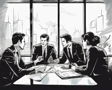 Business people having a meeting discussing strategy in office