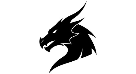 Fototapeta premium Dragon Head Silhouette Against A White Background Minimalist Graphic Design