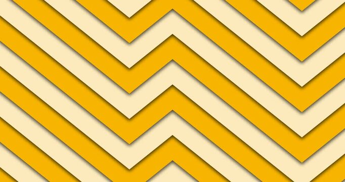 Chevron Pattern Video Background with Flowing Yellow and Cream Zigzag Stripes for Modern Design
