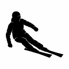 Fototapeta premium Dynamic silhouette of a skier carving down a snowy mountain slope high speed winter sports action