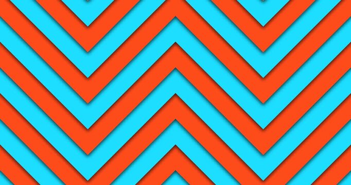 Chevron Zigzag Pattern Loop Video with Orange and Cyan Angled Stripes for Backgrounds