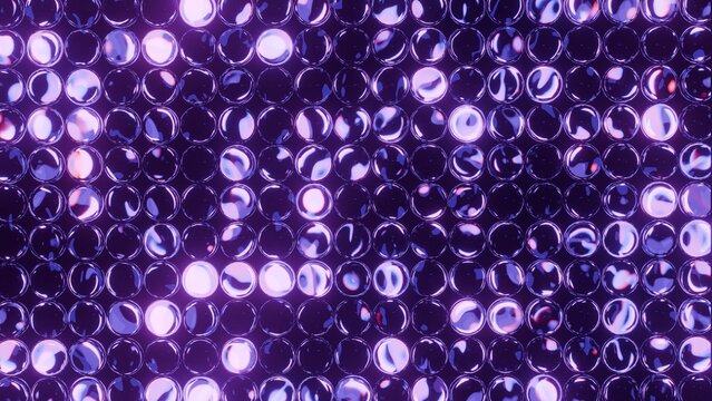 Abstract glowing purple LED circle glass matrix texture background