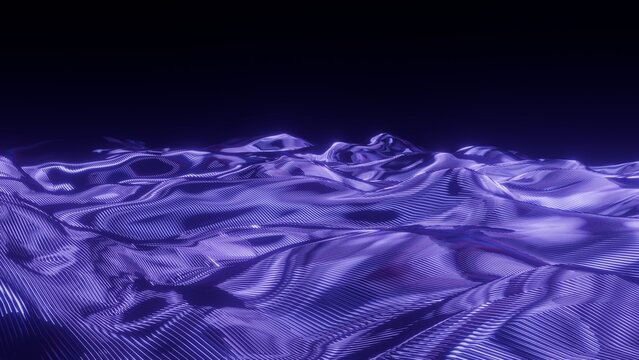 Futuristic glowing purple digital wave landscape background