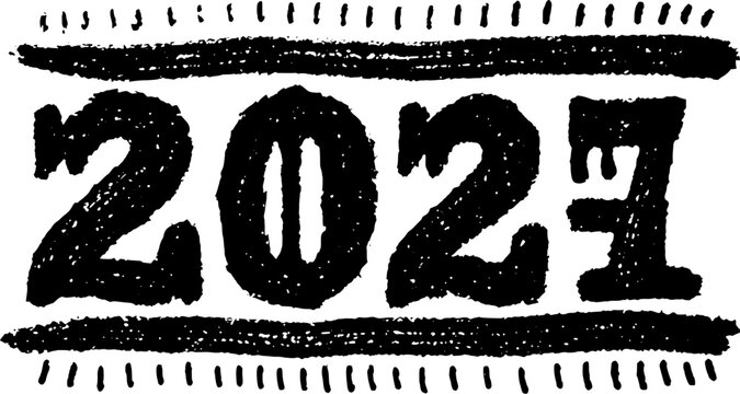 2027 new year sign, number lettering with grunge texture on white background