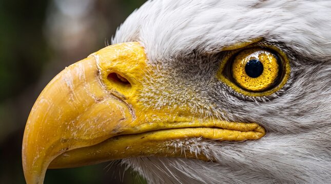 Close-Up Portrait of Bald Eagle Head and Eye